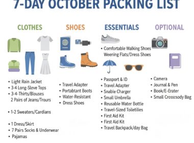7-day packing list infographic for Lisbon,